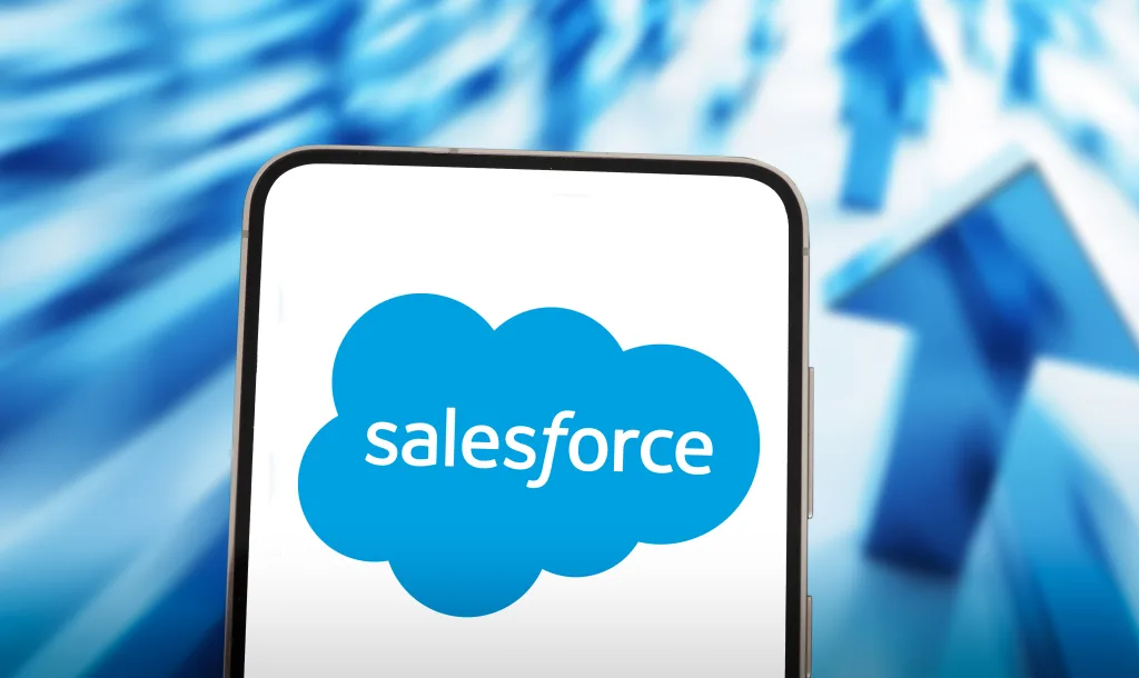 Salesforce logo on a mobile device