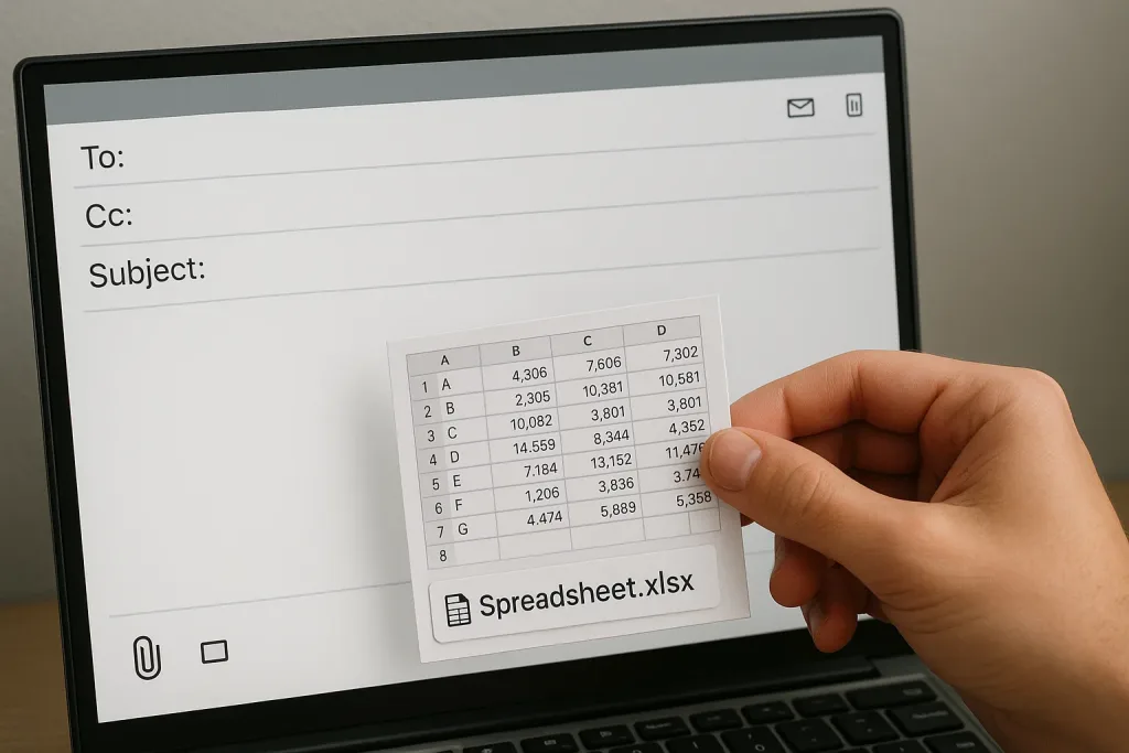 Person sharing spreadsheet as an email attachment